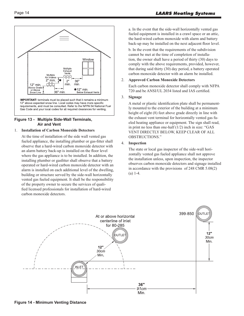 Minimum venting distance | LAARS NeoTherm NTV (Sizes 150–850 MBTU/h) - Install and Operating Manual User Manual | Page 18 / 92