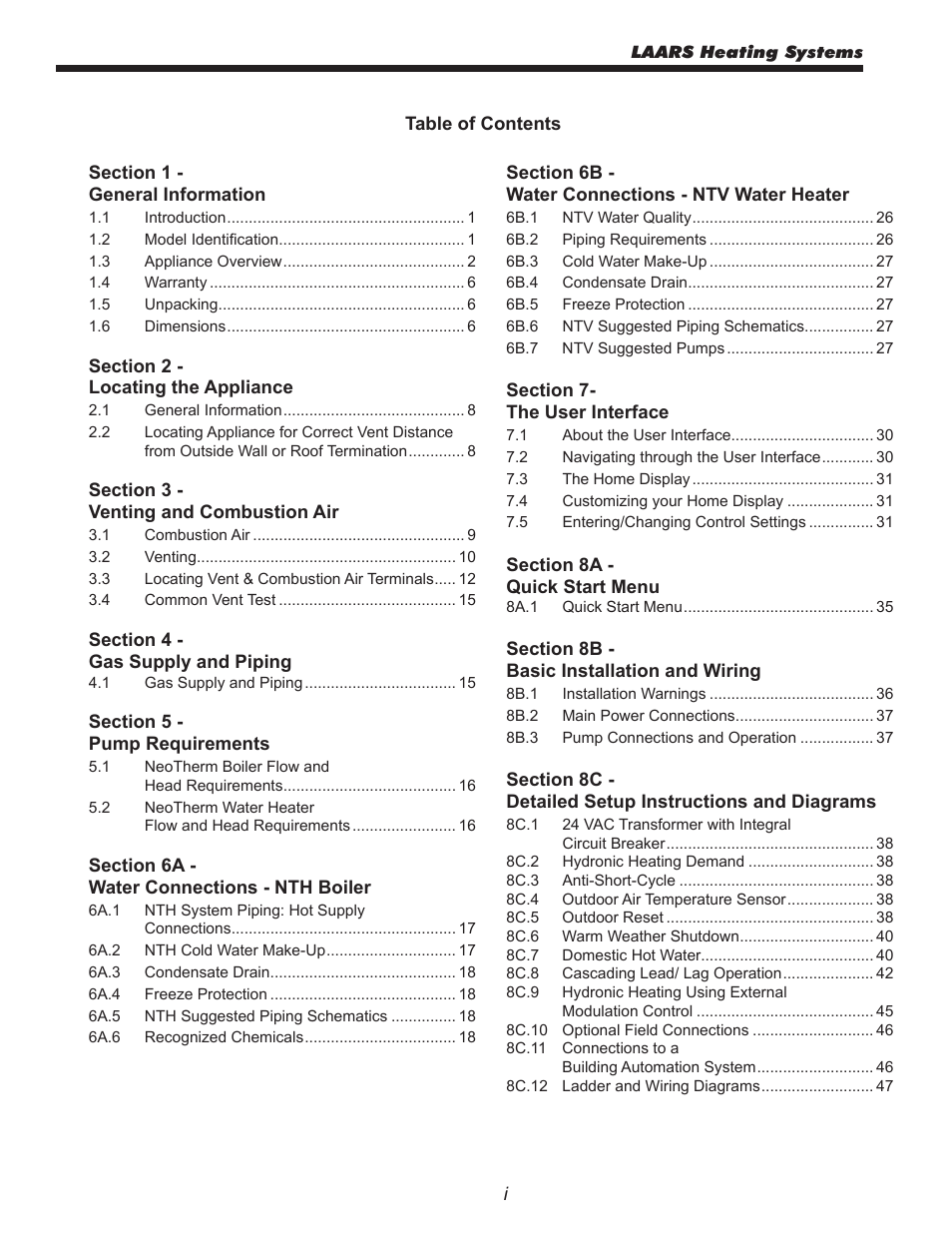 LAARS NeoTherm NTV (Sizes 150–850 MBTU/h) - Install and Operating Manual User Manual | Page 2 / 92