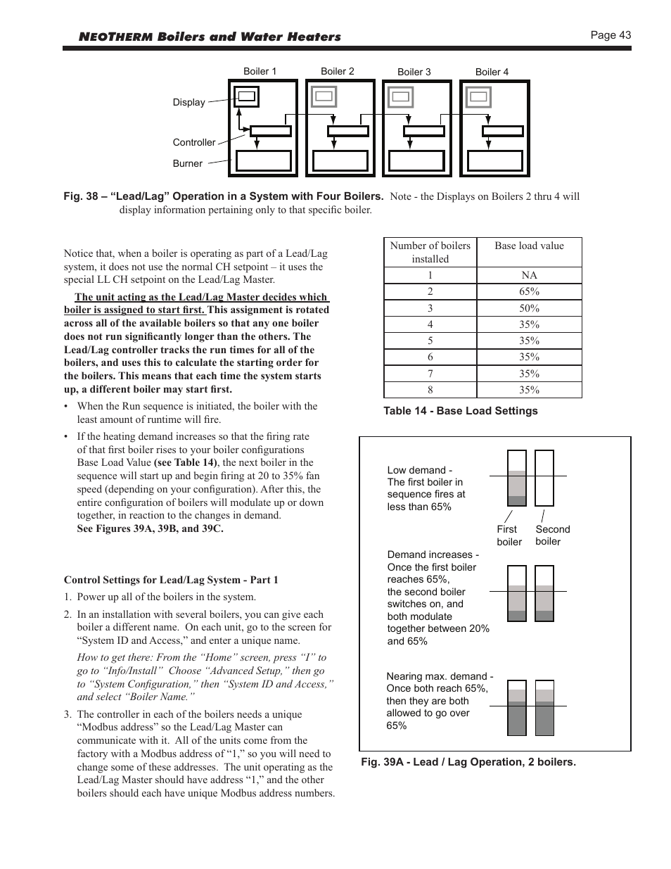 Lead/lag” operation in a system, base load values | LAARS NeoTherm NTV (Sizes 150–850 MBTU/h) - Install and Operating Manual User Manual | Page 47 / 92