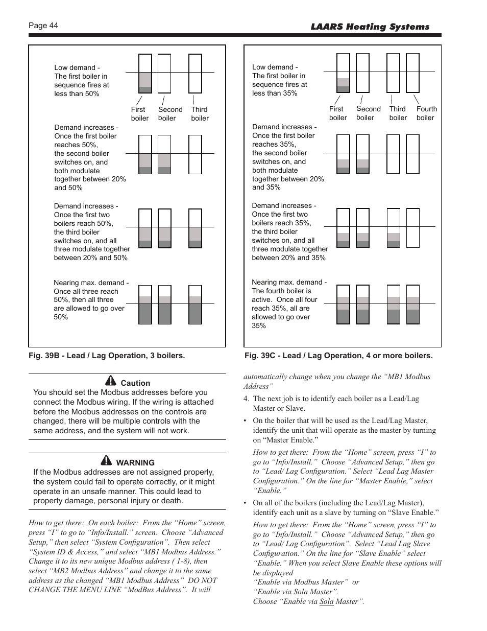 Lead / lag operation, 3 or 4 boilers | LAARS NeoTherm NTV (Sizes 150–850 MBTU/h) - Install and Operating Manual User Manual | Page 48 / 92