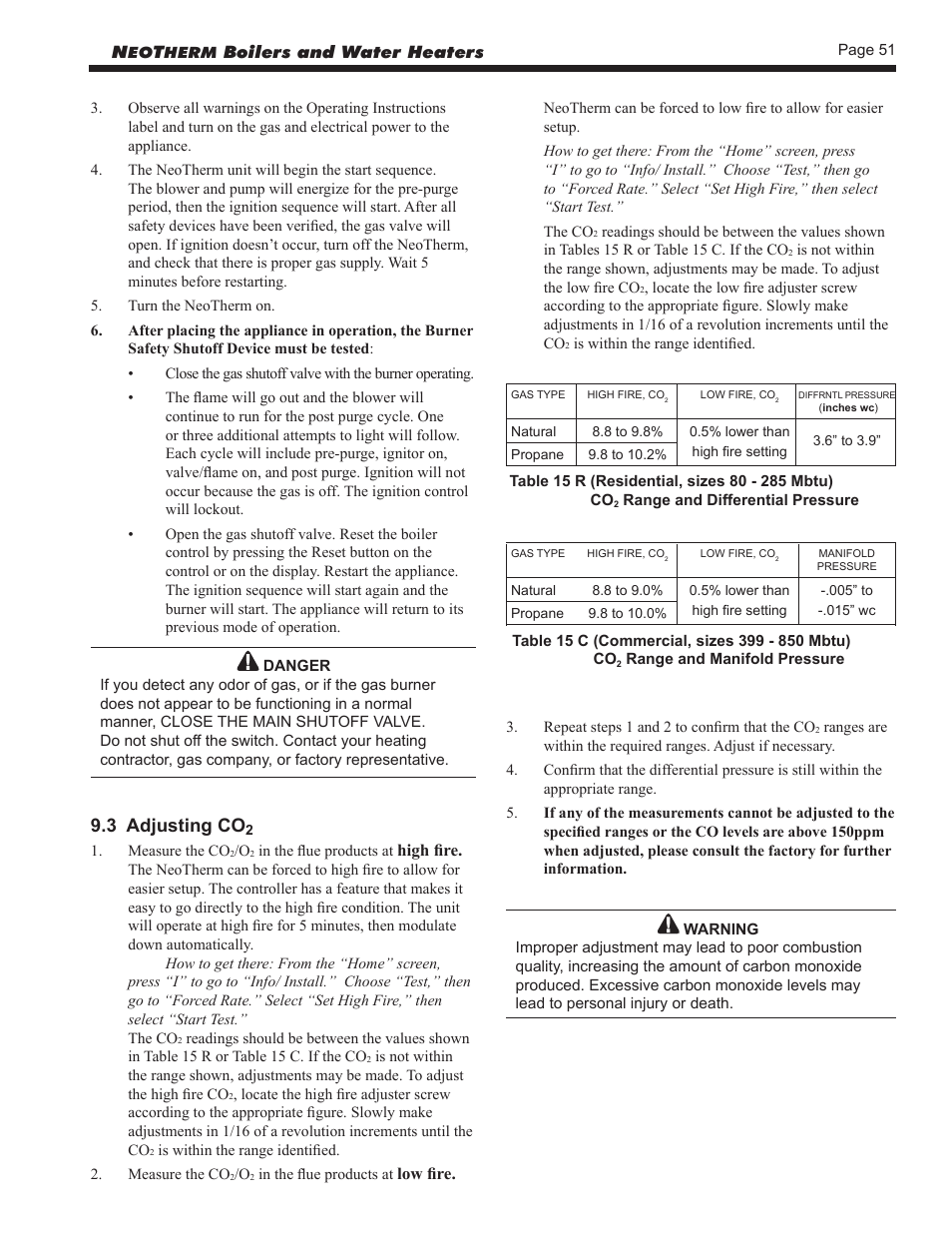 3 adjusting co2, 3 adjusting co | LAARS NeoTherm NTV (Sizes 150–850 MBTU/h) - Install and Operating Manual User Manual | Page 55 / 92