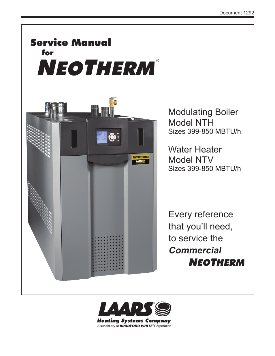 LAARS NeoTherm NTV (Sizes 399-850 MBTU/h) - Service Manual User Manual | 118 pages