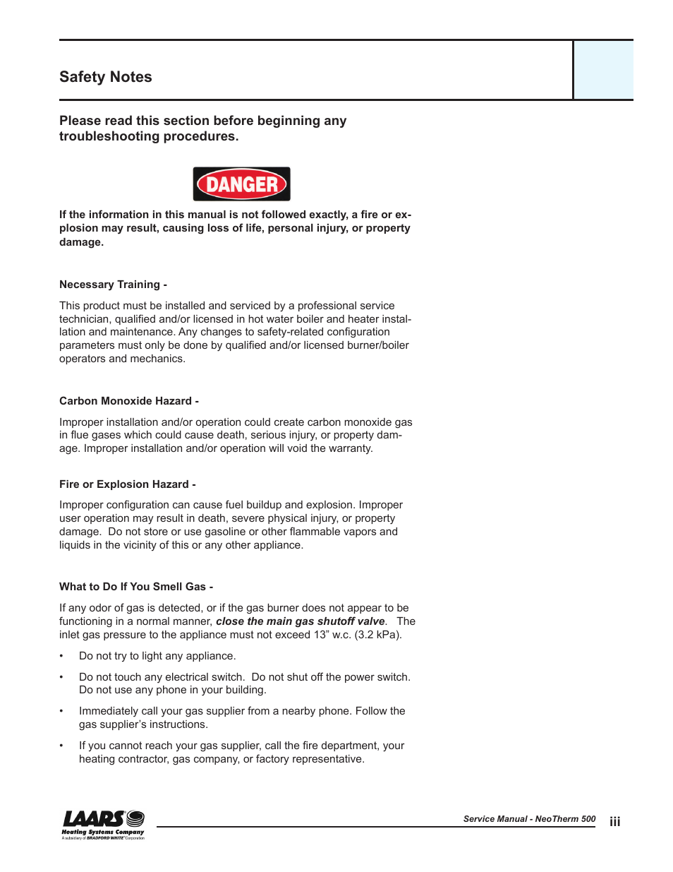 Safety notes | LAARS NeoTherm NTV (Sizes 399-850 MBTU/h) - Service Manual User Manual | Page 5 / 118