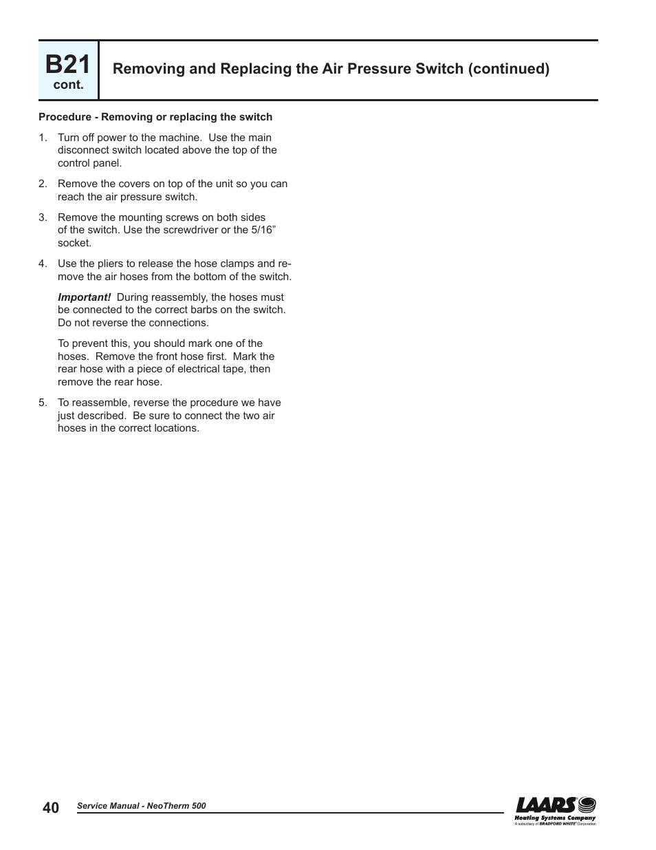 LAARS NeoTherm NTV (Sizes 399-850 MBTU/h) - Service Manual User Manual | Page 50 / 118
