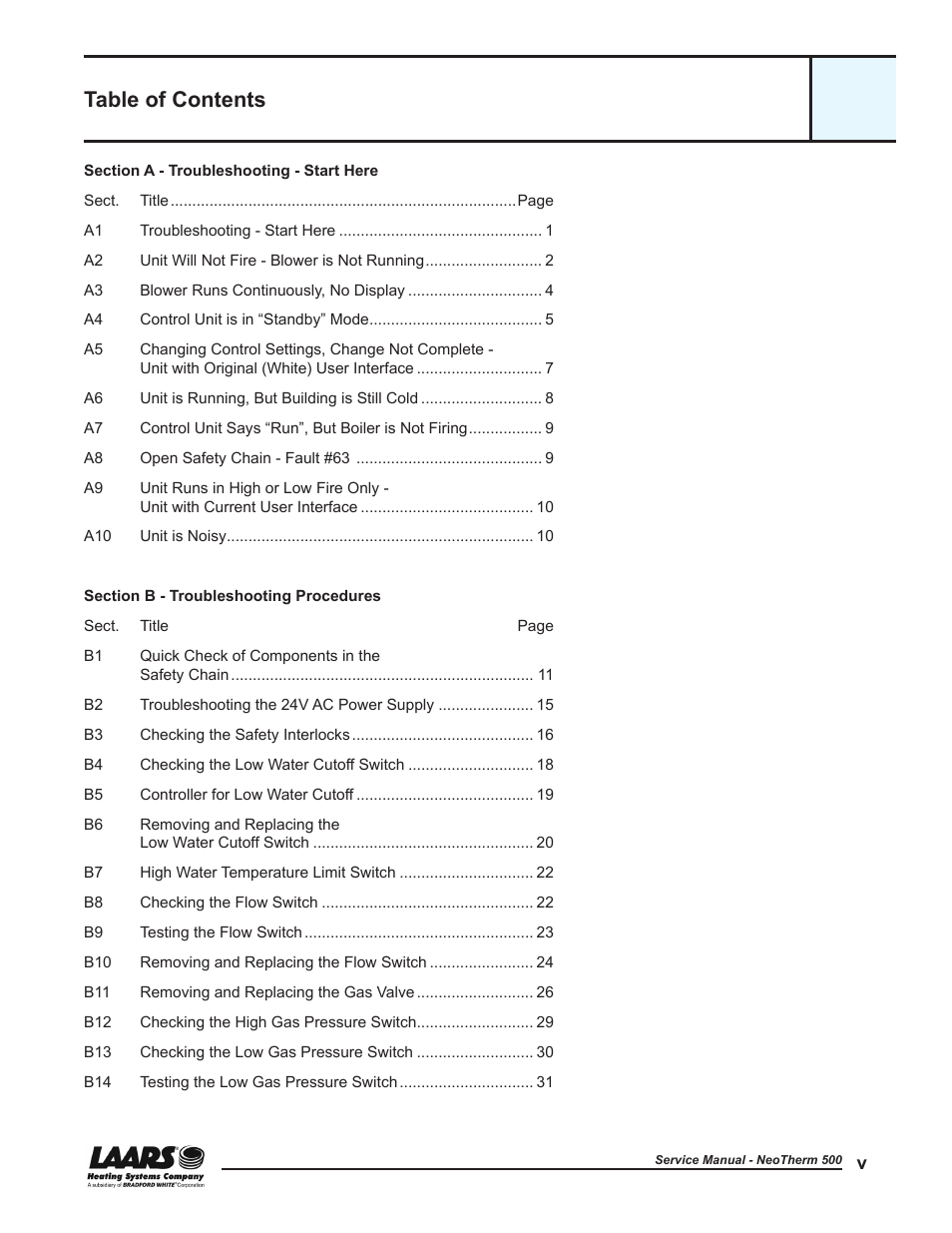 LAARS NeoTherm NTV (Sizes 399-850 MBTU/h) - Service Manual User Manual | Page 7 / 118