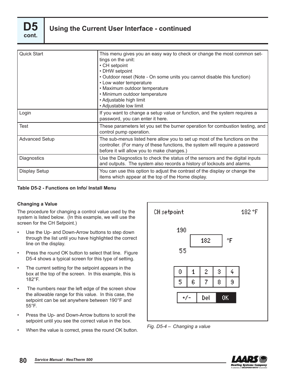 Using the current user interface - continued | LAARS NeoTherm NTV (Sizes 399-850 MBTU/h) - Service Manual User Manual | Page 90 / 118