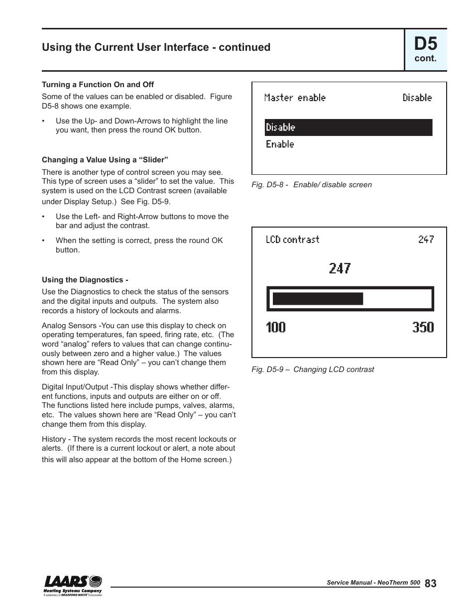 Using the current user interface - continued | LAARS NeoTherm NTV (Sizes 399-850 MBTU/h) - Service Manual User Manual | Page 93 / 118