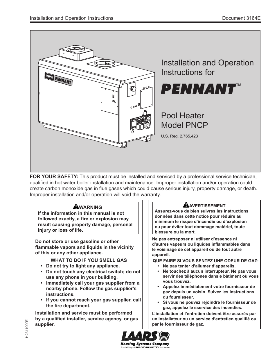 LAARS Pennant PNCP - Install and Operating Manual User Manual | 40 pages