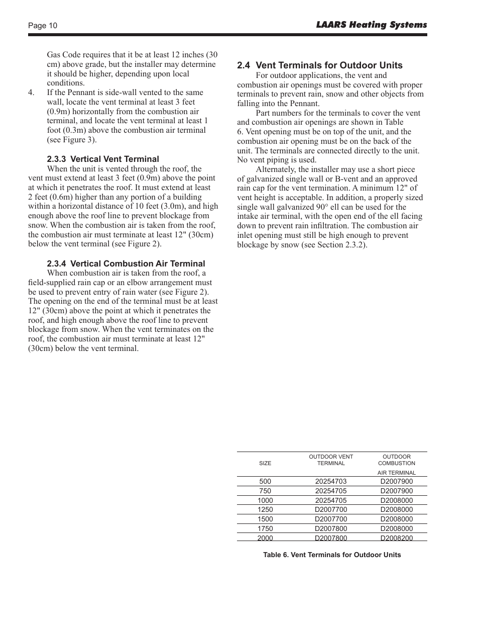 LAARS Pennant PNCP - Install and Operating Manual User Manual | Page 10 / 40