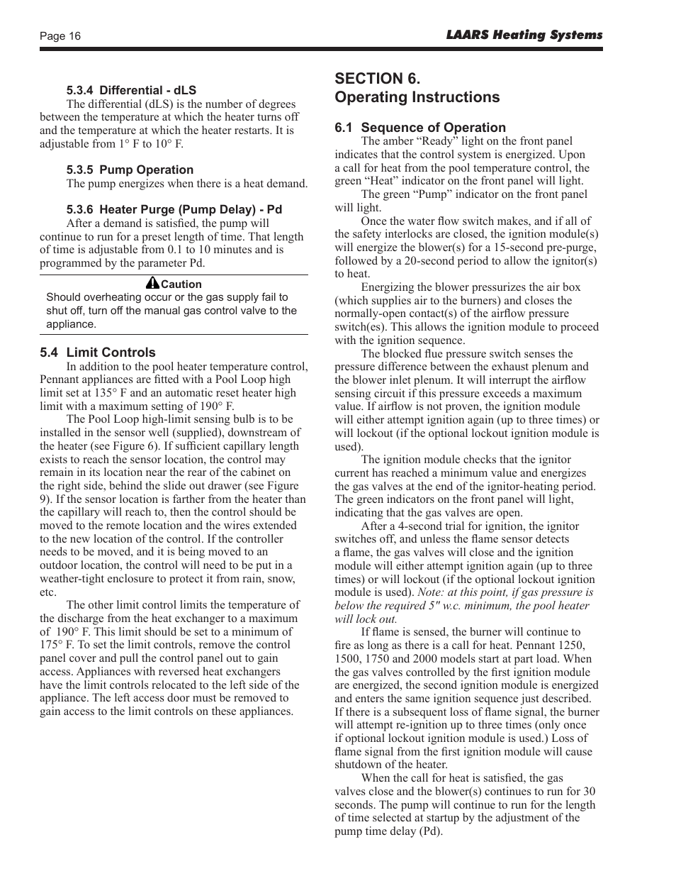 LAARS Pennant PNCP - Install and Operating Manual User Manual | Page 16 / 40