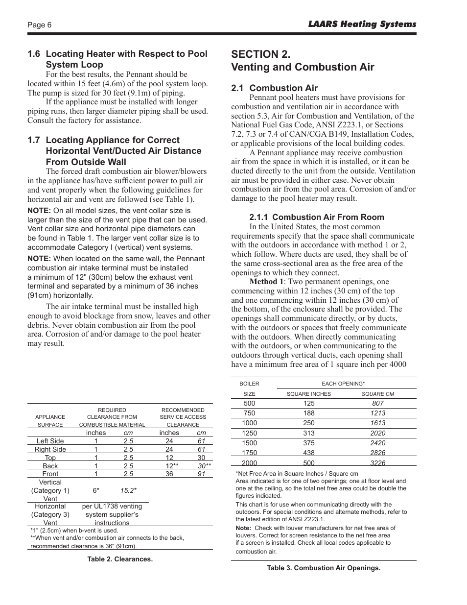 LAARS Pennant PNCP - Install and Operating Manual User Manual | Page 6 / 40
