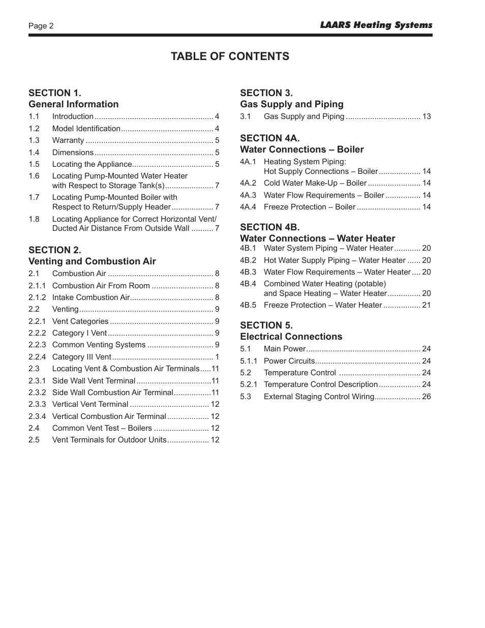 LAARS Pennant PNCV (Sizes 500-2000) - Install and Operating Manual User Manual | Page 2 / 64