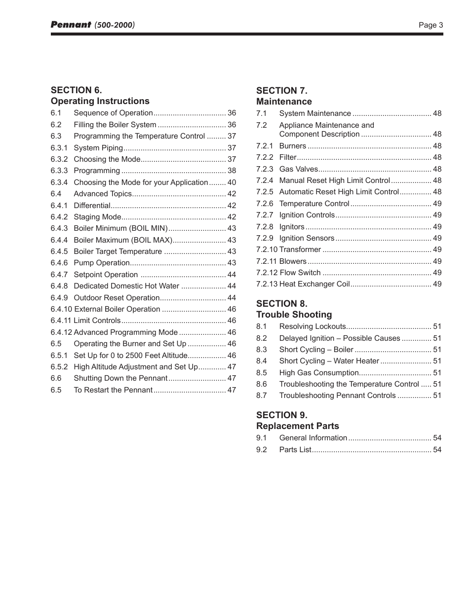 LAARS Pennant PNCV (Sizes 500-2000) - Install and Operating Manual User Manual | Page 3 / 64