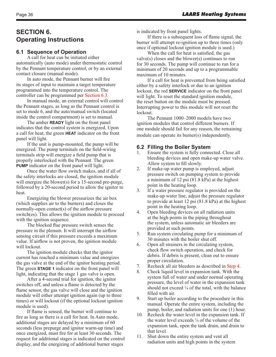 LAARS Pennant PNCV (Sizes 500-2000) - Install and Operating Manual User Manual | Page 36 / 64