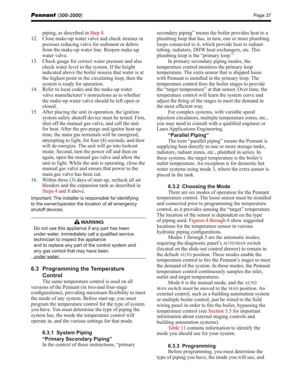 LAARS Pennant PNCV (Sizes 500-2000) - Install and Operating Manual User Manual | Page 37 / 64