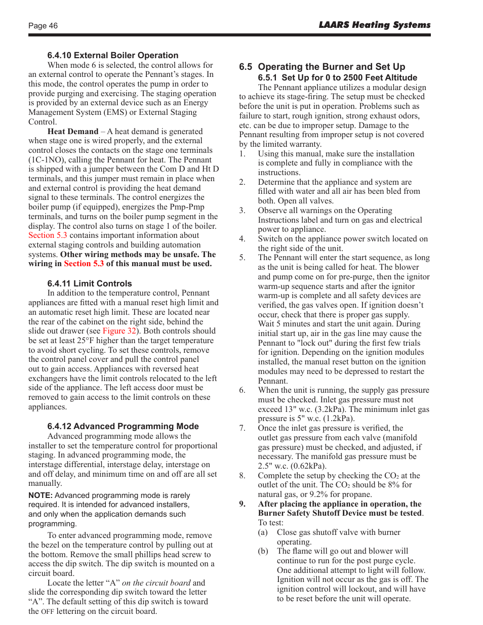 LAARS Pennant PNCV (Sizes 500-2000) - Install and Operating Manual User Manual | Page 46 / 64