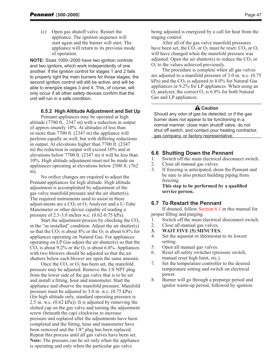 LAARS Pennant PNCV (Sizes 500-2000) - Install and Operating Manual User Manual | Page 47 / 64