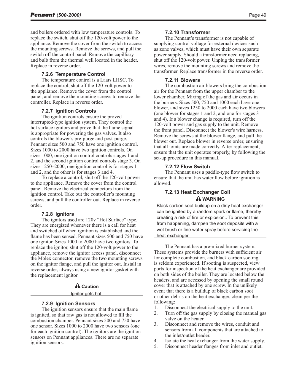 LAARS Pennant PNCV (Sizes 500-2000) - Install and Operating Manual User Manual | Page 49 / 64