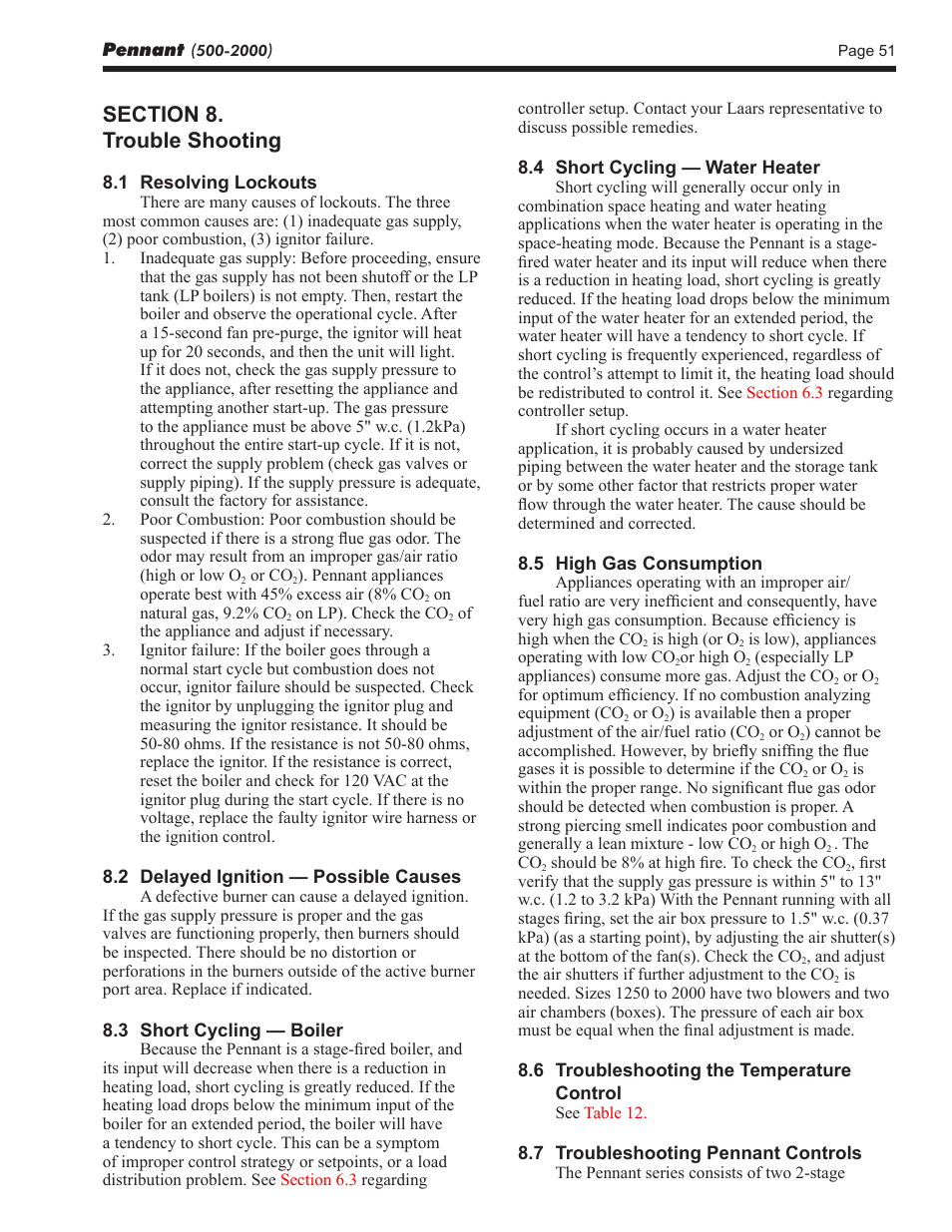 LAARS Pennant PNCV (Sizes 500-2000) - Install and Operating Manual User Manual | Page 51 / 64