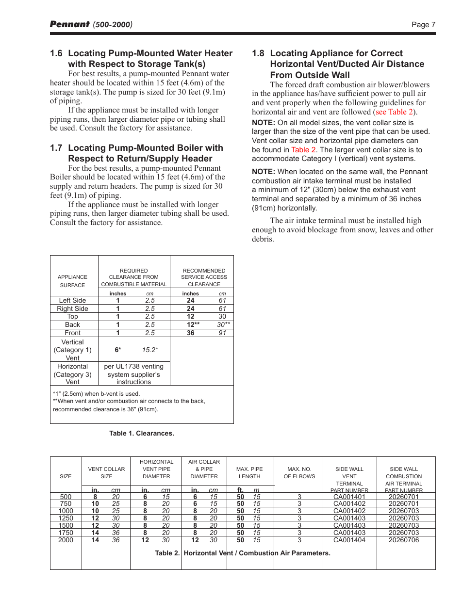 Pennant | LAARS Pennant PNCV (Sizes 500-2000) - Install and Operating Manual User Manual | Page 7 / 64