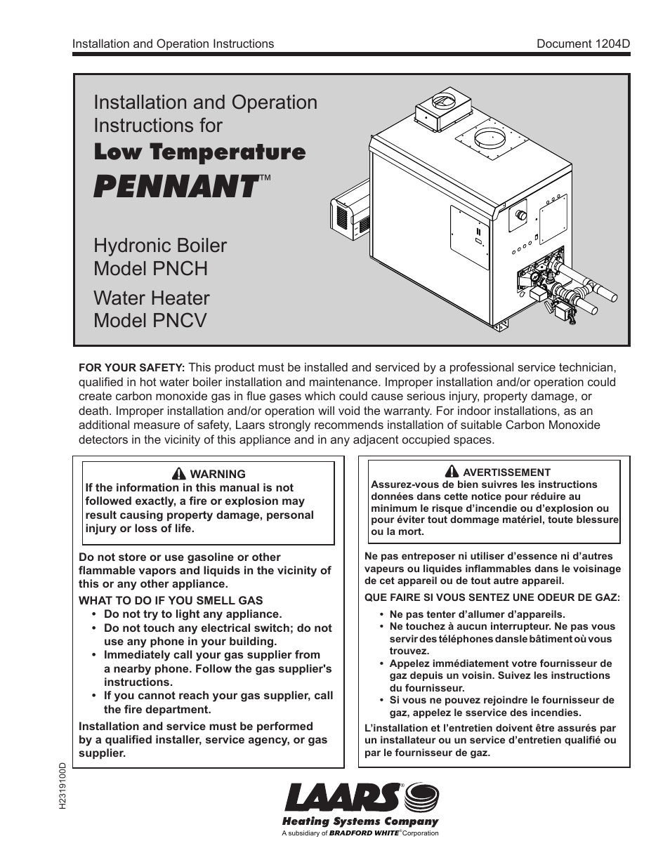 LAARS Pennant PNCV - Install and Operating Manual User Manual | 44 pages