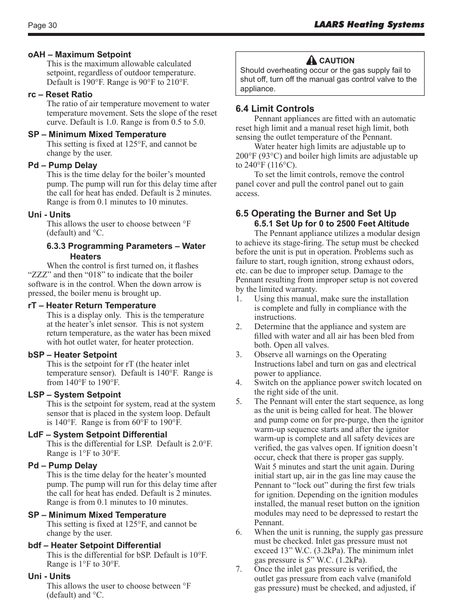 LAARS Pennant PNCV - Install and Operating Manual User Manual | Page 30 / 44