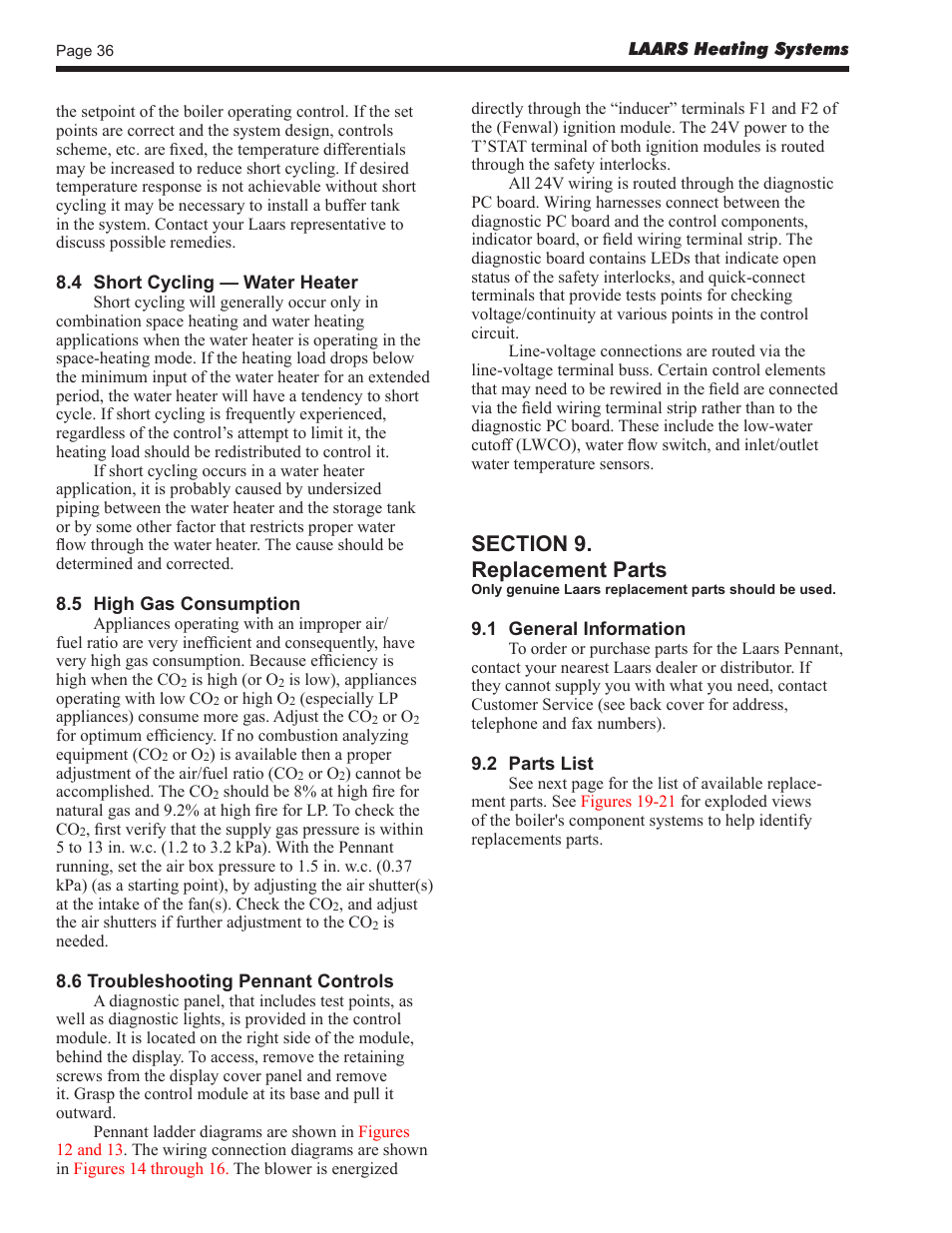 LAARS Pennant PNCV - Install and Operating Manual User Manual | Page 36 / 44