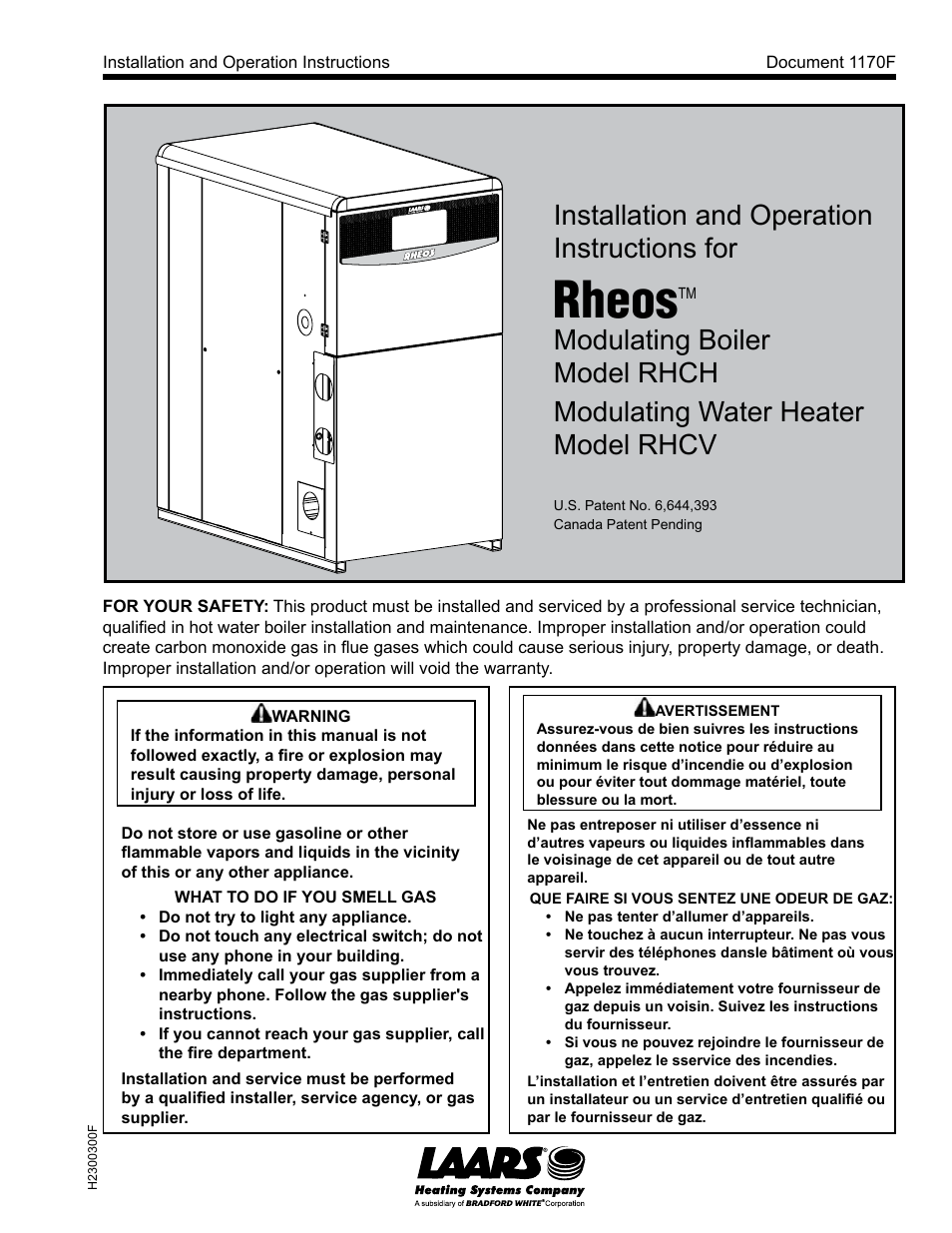 LAARS Rheos RHCV - Install and Operating Manual User Manual | 60 pages