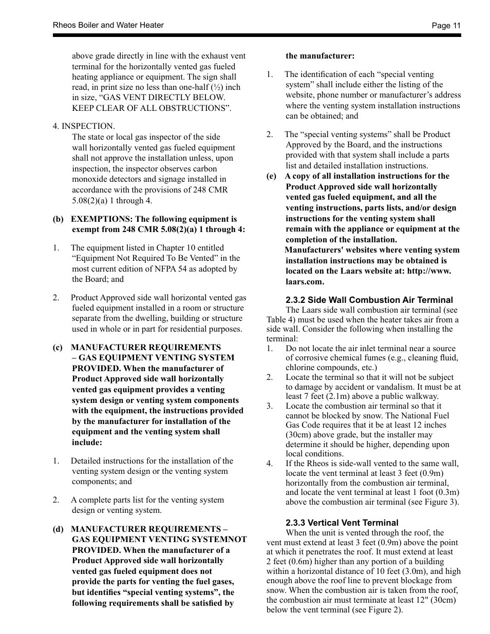 LAARS Rheos RHCV - Install and Operating Manual User Manual | Page 11 / 60