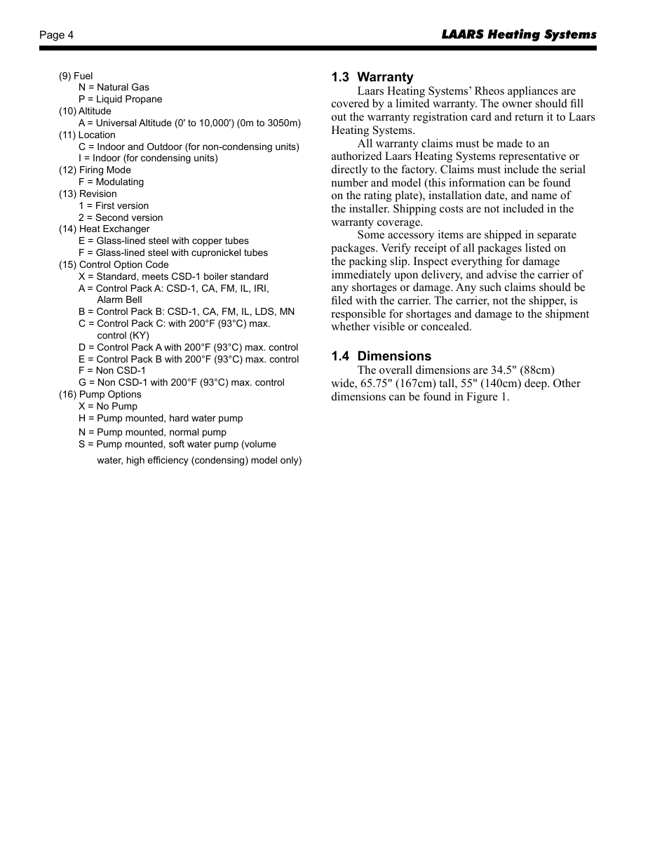 LAARS Rheos RHCV - Install and Operating Manual User Manual | Page 4 / 60