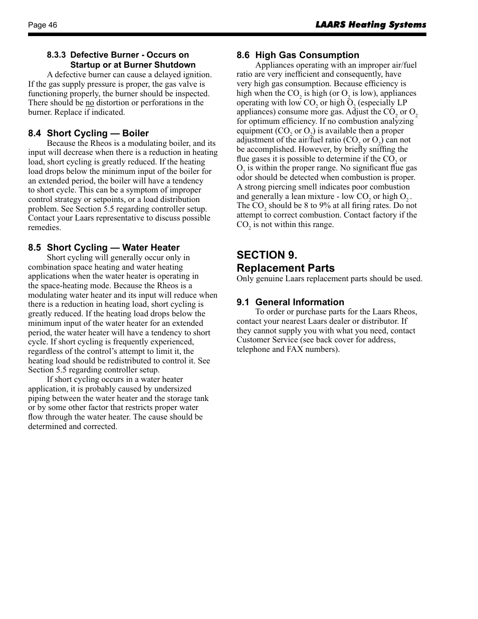 LAARS Rheos RHCV - Install and Operating Manual User Manual | Page 46 / 60