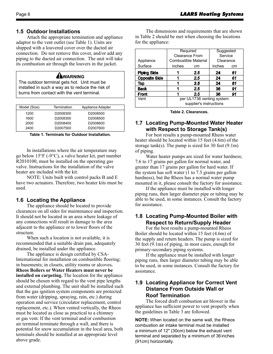 LAARS Rheos RHCV - Install and Operating Manual User Manual | Page 6 / 60