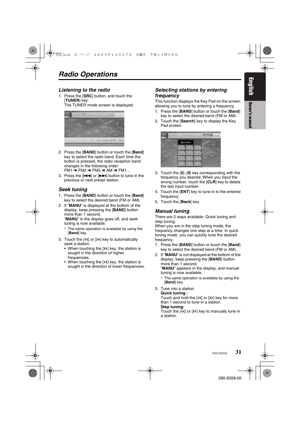 Radio operations, English | Clarion VRX765VD User Manual | Page 29 / 75