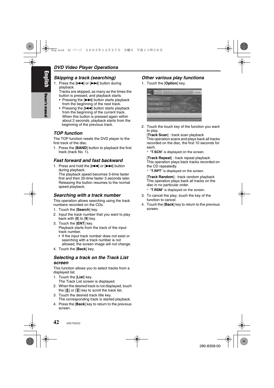 English | Clarion VRX765VD User Manual | Page 40 / 75