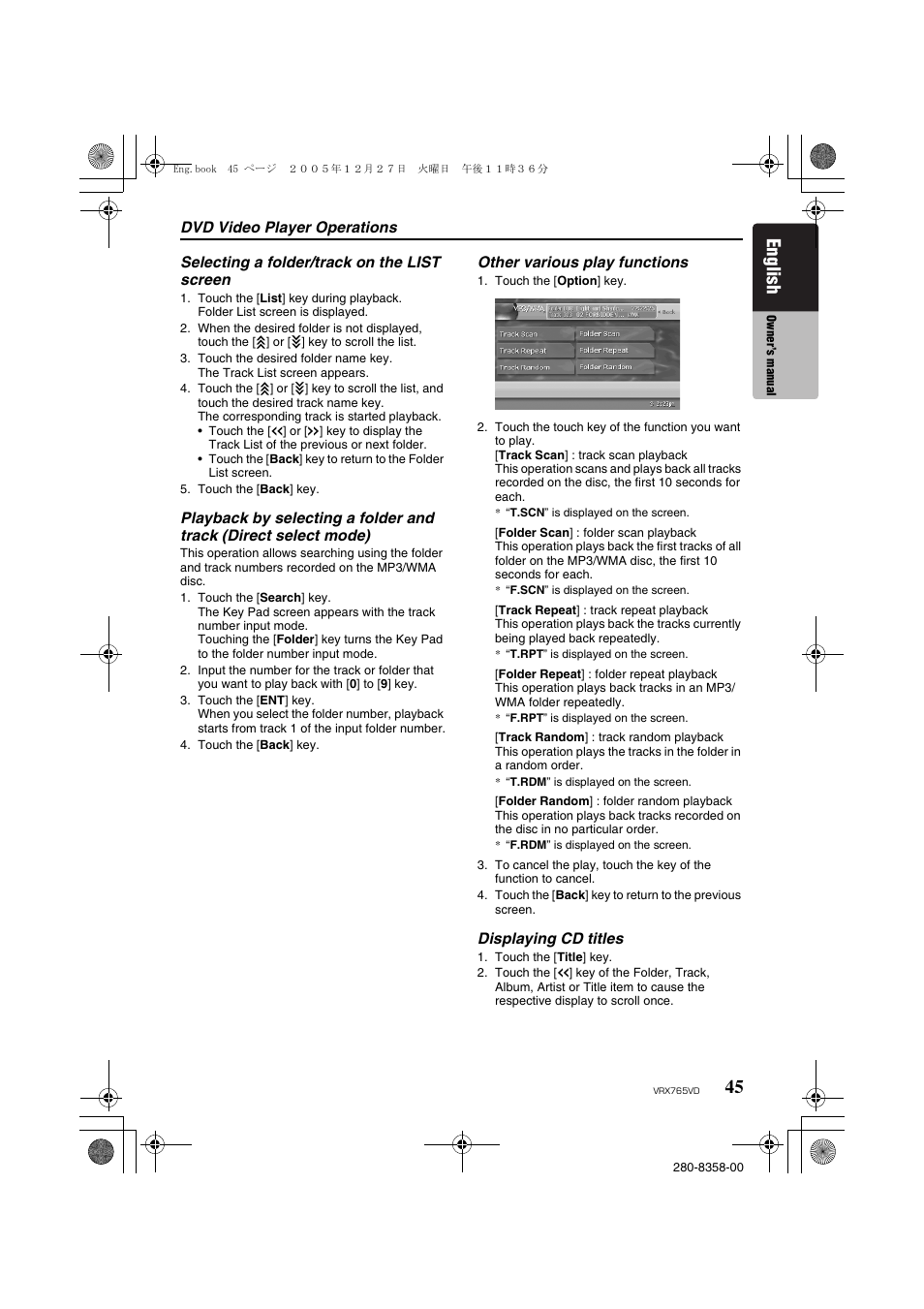 English | Clarion VRX765VD User Manual | Page 43 / 75