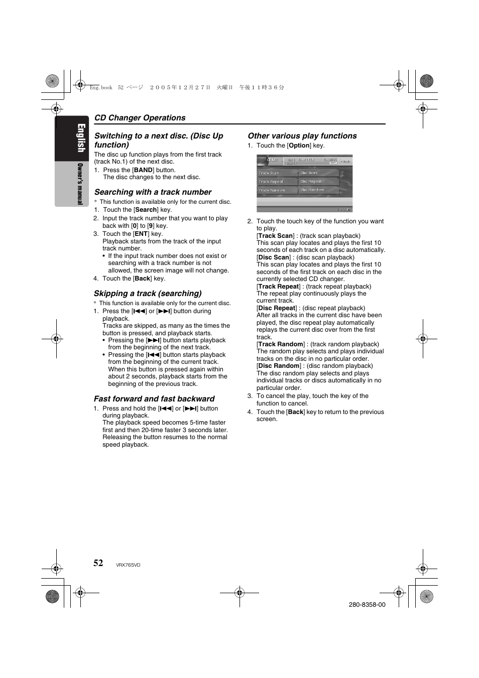 English | Clarion VRX765VD User Manual | Page 50 / 75