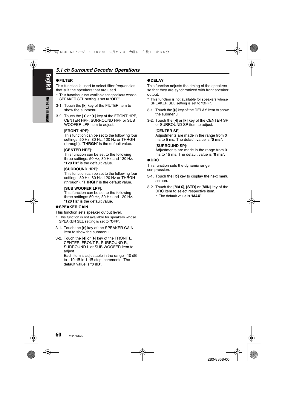English | Clarion VRX765VD User Manual | Page 58 / 75