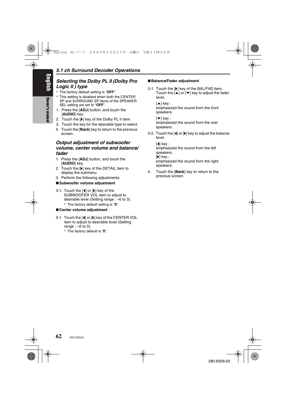 English | Clarion VRX765VD User Manual | Page 60 / 75