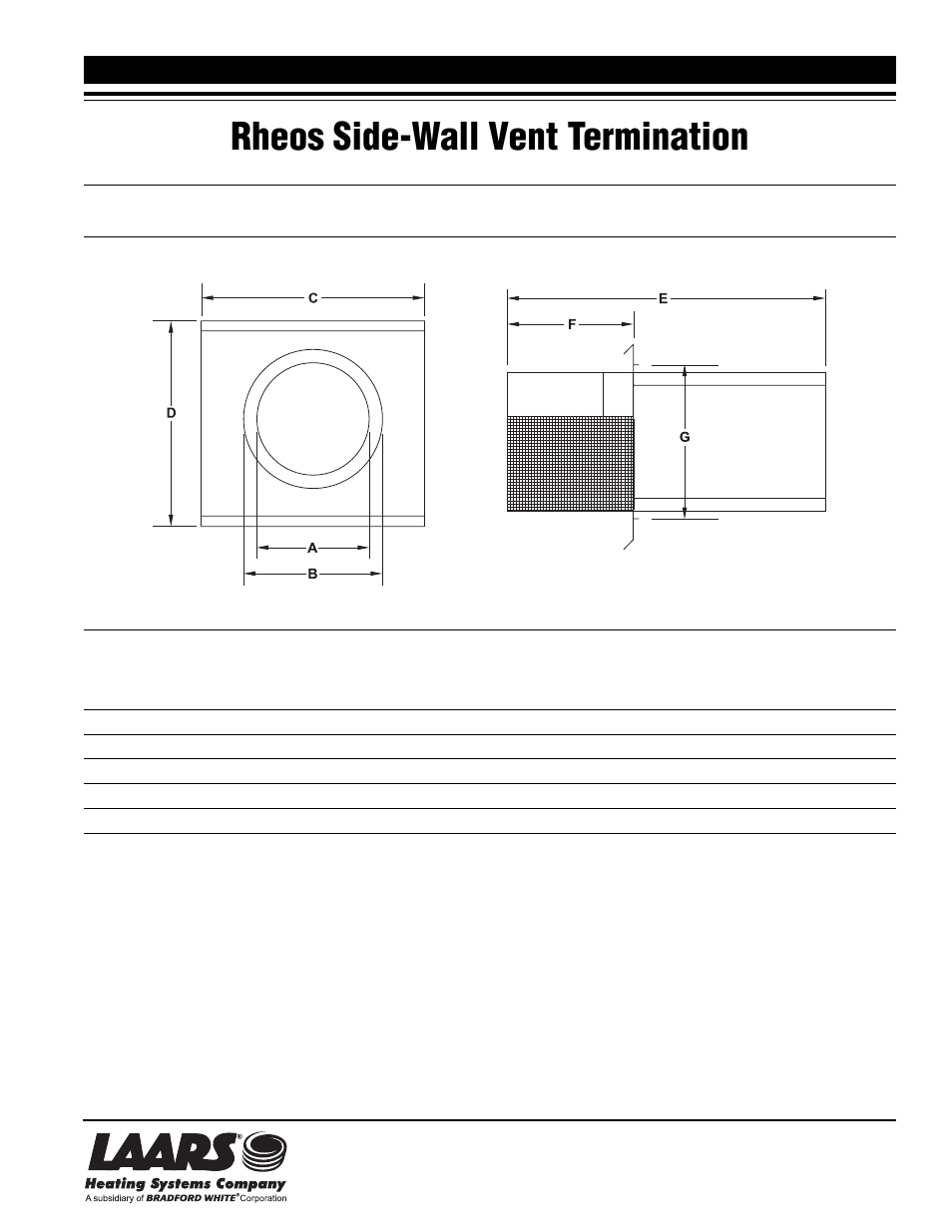 LAARS Rheos Side-Wall Vent Termination - Service Manual User Manual | 1 page