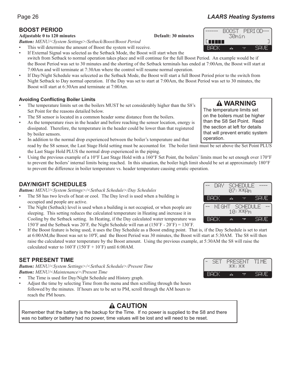 Warning, Caution | LAARS S8Ext - Installation Manual User Manual | Page 26 / 36