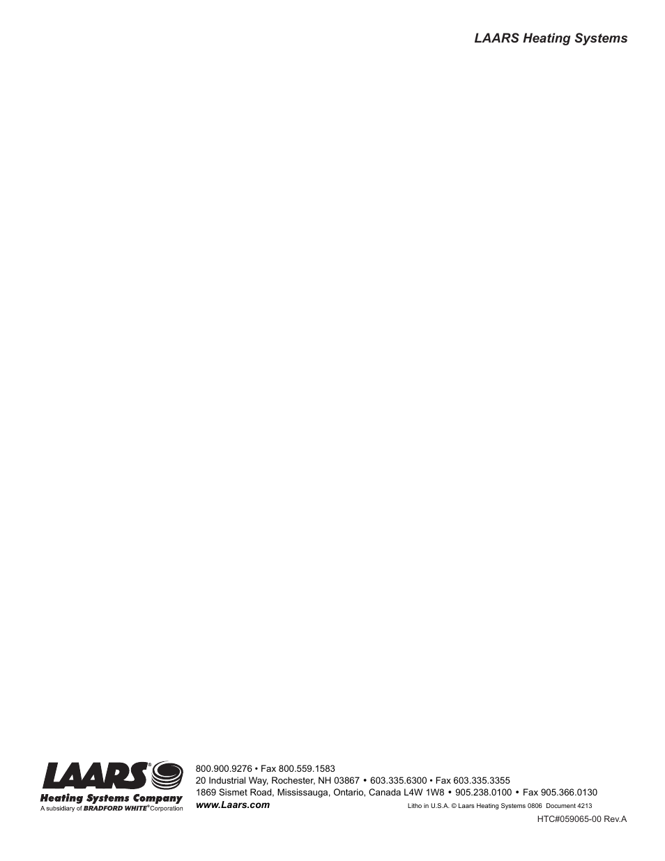 Laars heating systems | LAARS S8Ext - Installation Manual User Manual | Page 36 / 36
