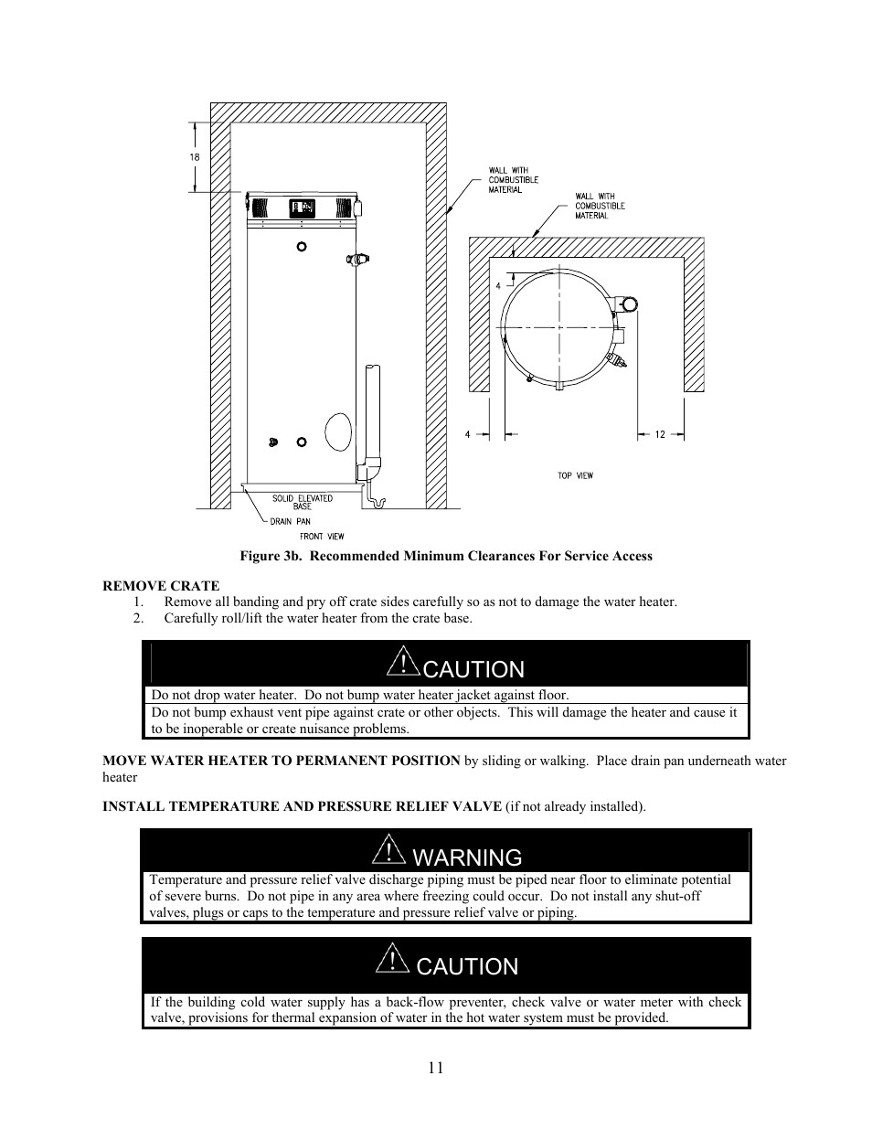 Remove crate, Caution, Warning | LAARS U.H.E. - Installation Manual User Manual | Page 11 / 48
