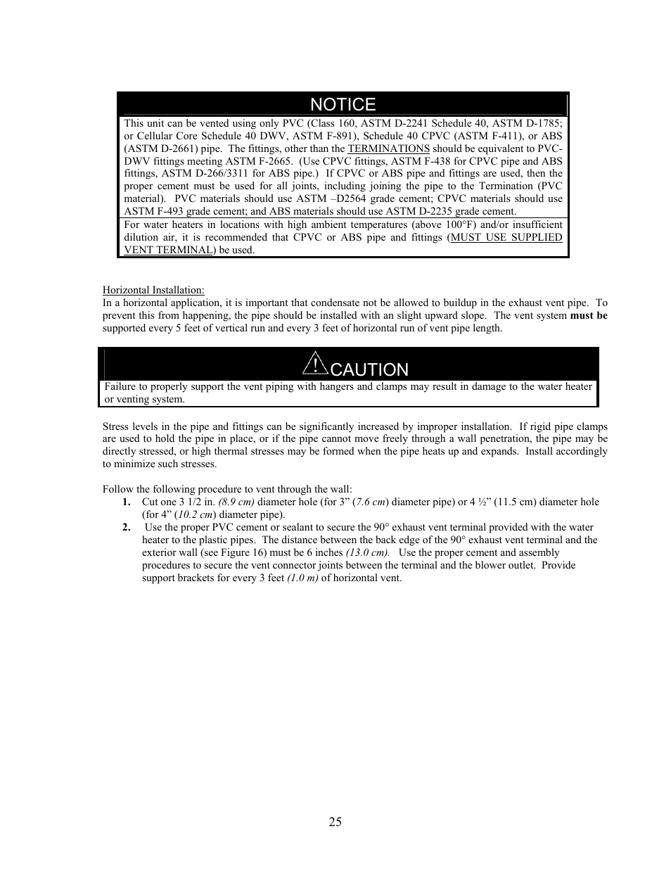 Notice, Caution | LAARS U.H.E. - Installation Manual User Manual | Page 25 / 48