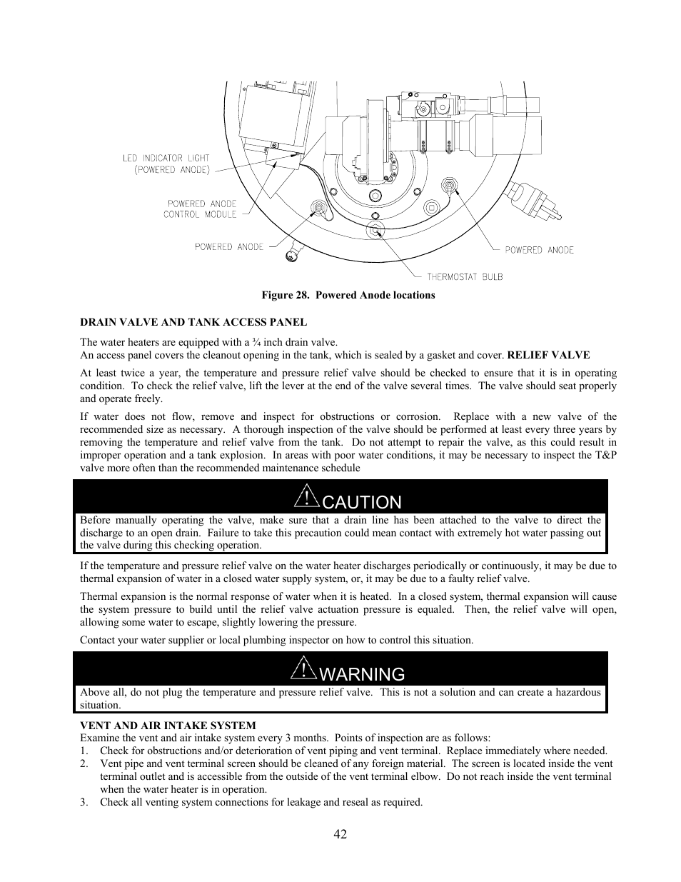 Caution, Warning | LAARS U.H.E. - Installation Manual User Manual | Page 42 / 48