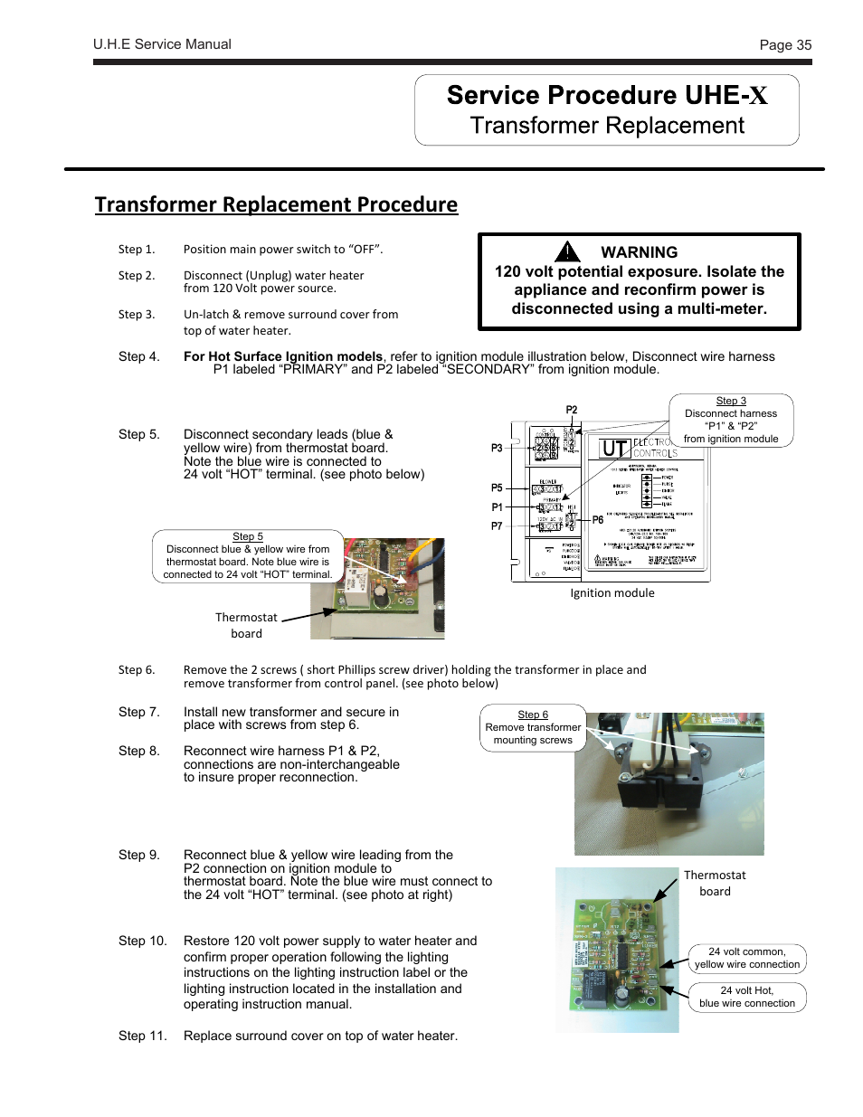 Transformer replacement procedure | LAARS U.H.E. - Service Manual User Manual | Page 35 / 48