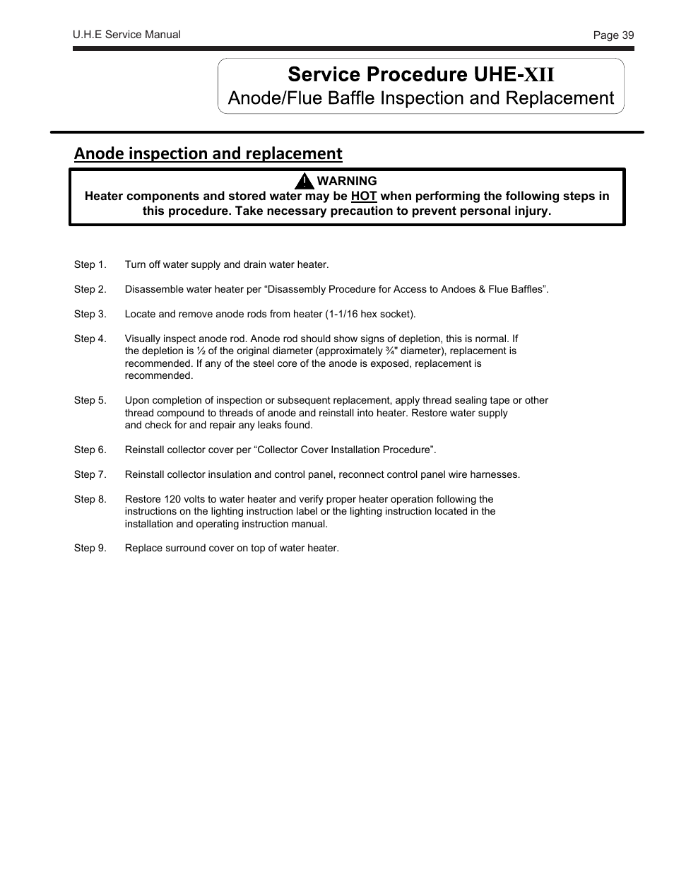 Anode inspection and replacement | LAARS U.H.E. - Service Manual User Manual | Page 39 / 48