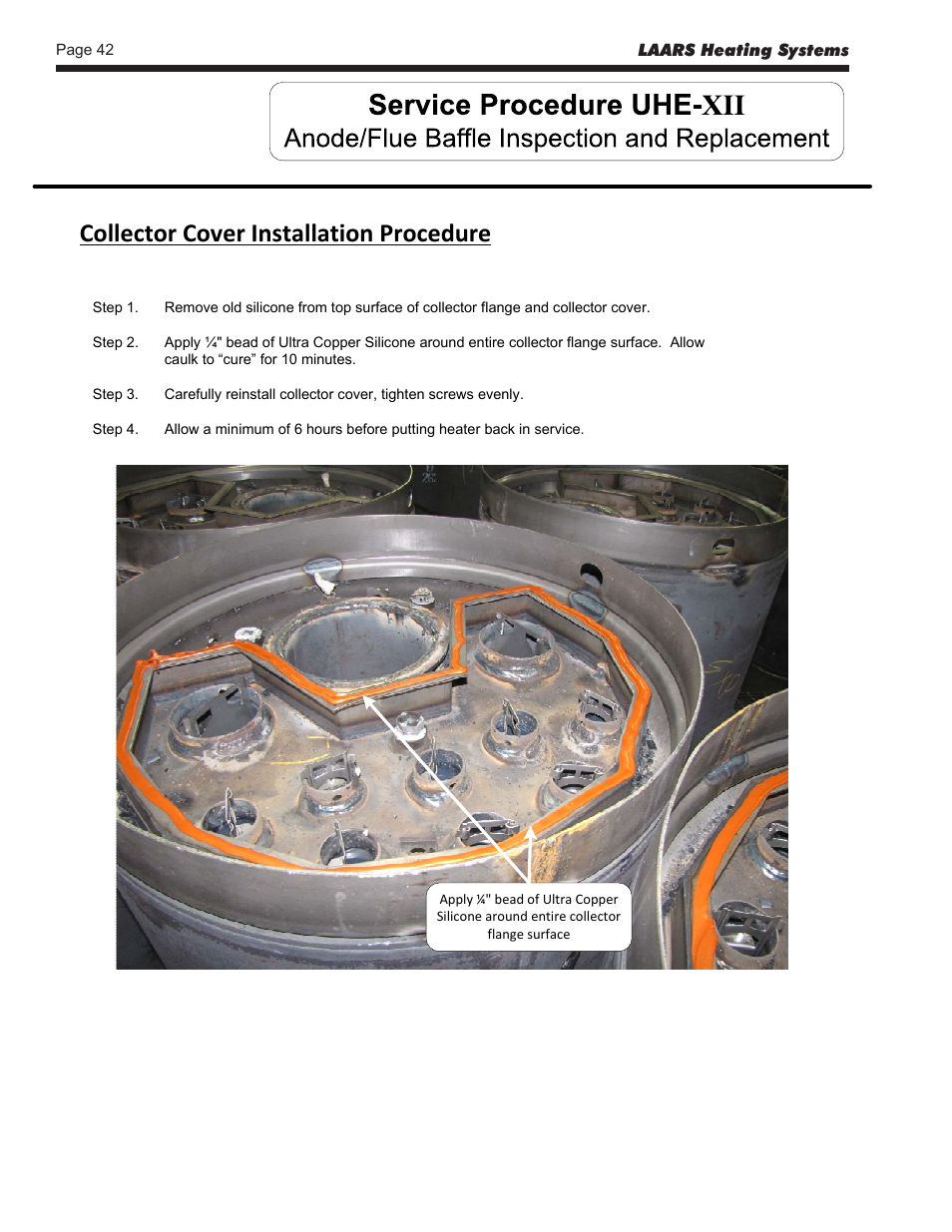 Collector cover installation procedure | LAARS U.H.E. - Service Manual User Manual | Page 42 / 48