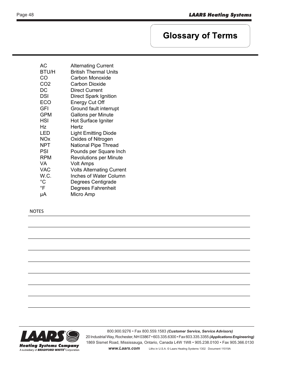 LAARS U.H.E. - Service Manual User Manual | Page 48 / 48