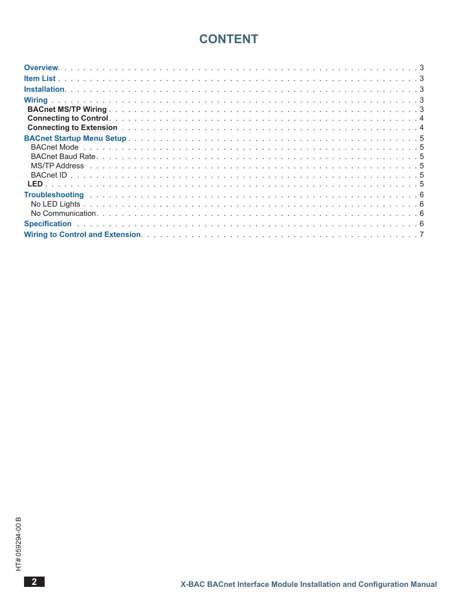 Content | LAARS X-BAC BACnet Interface Module - Install and Operating Manual User Manual | Page 2 / 8