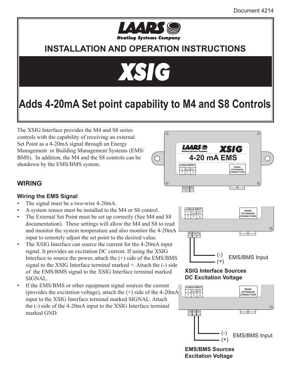 LAARS XSIG - Install and Operating Manual User Manual | 2 pages